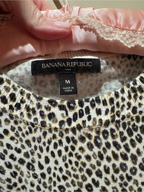 Banana Republic Leopard Print Crewneck Top - Black, Cream & Tan